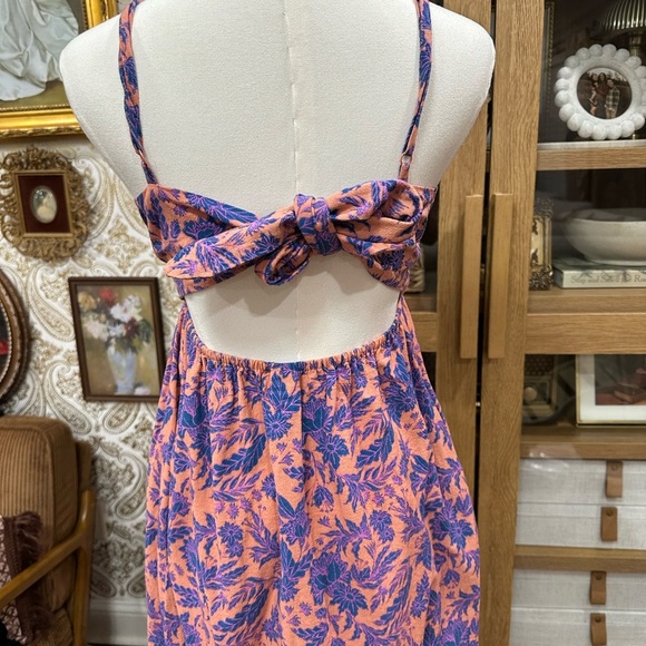 Floral Spaghetti Strap Dress - Pink and Blue - Picture 3 of 4